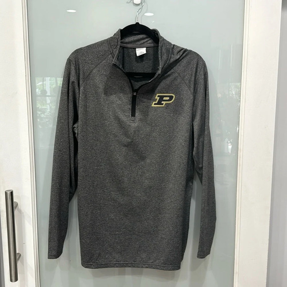 Purdue Boilmaker Men's Grey Strip Light Weight Zip Up Sweater Sz Medium - Picture 1 of 4